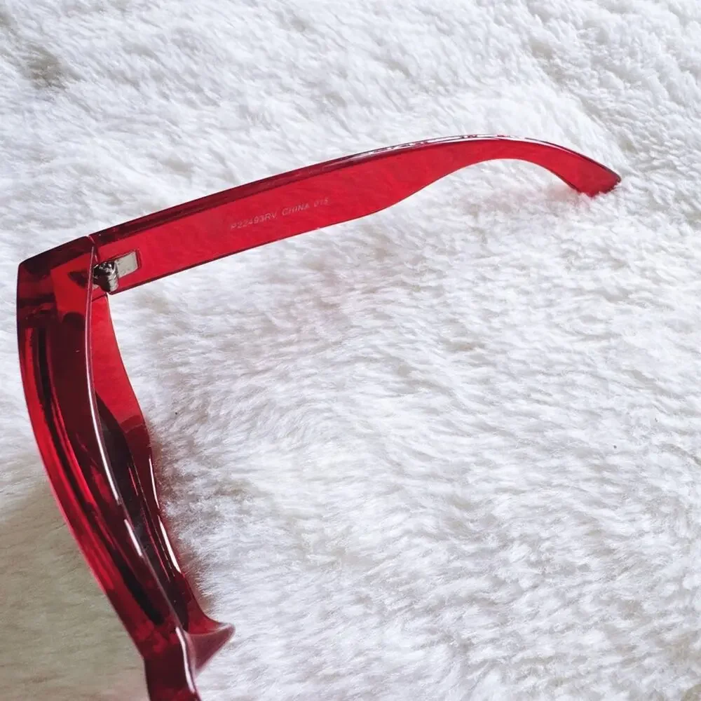 Cerise Bright Red Mirrored Sunglasses